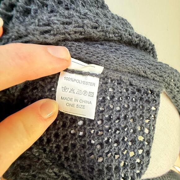 Black Crochet Mesh Knit Tank Dress with Side Slits – One Size - Picture 5 of 5